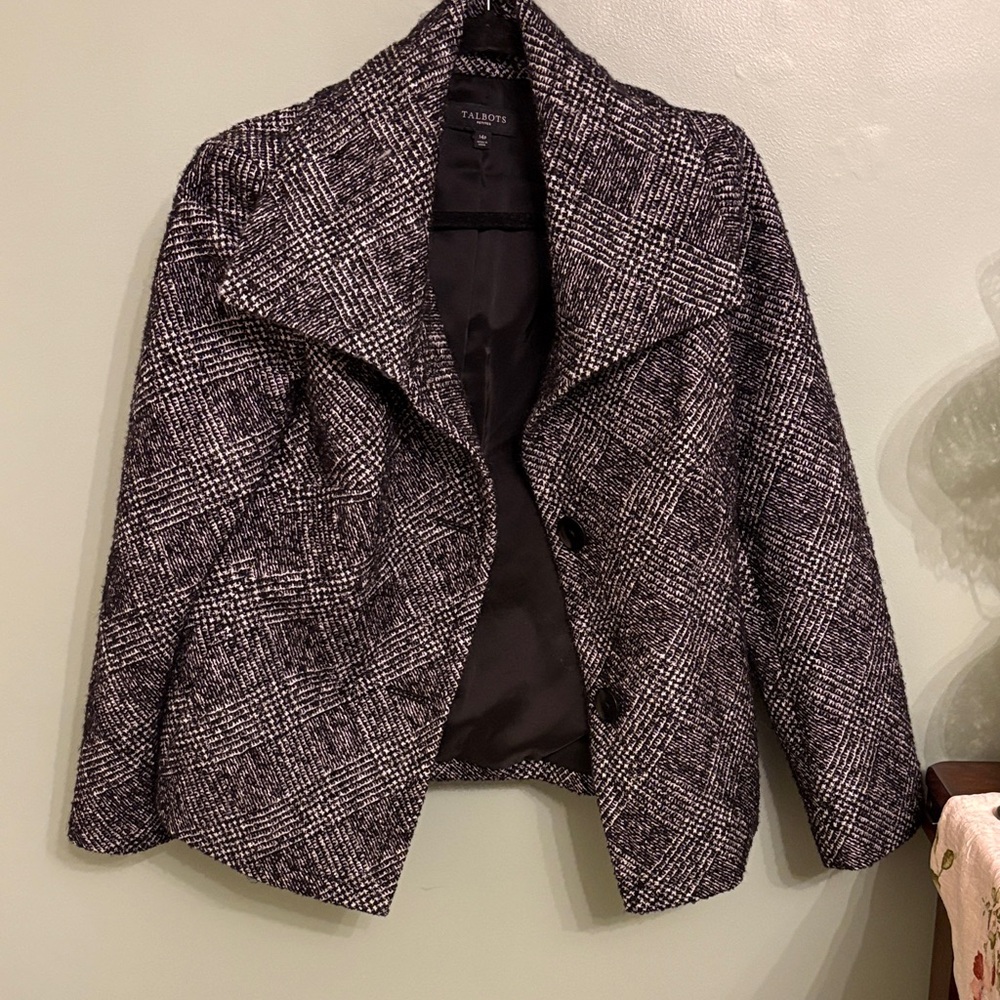 Talbots Black and White Plaid Women's Blazer